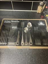 Disney Parks 24 Piece Satin Flatware Set Mickey Mouse Icon Silverware NEW in Box