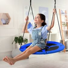 Balançoire nid d'oiseau rond Ø 100 cm bleu hauteur réglable pour enfants adultes