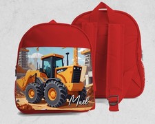 Sac à dos enfant Tracteur tractopelle chantier personnalisé avec prénom