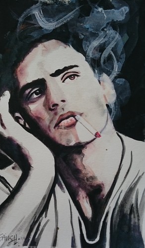 Smoking boy acrylique - acrylique, by