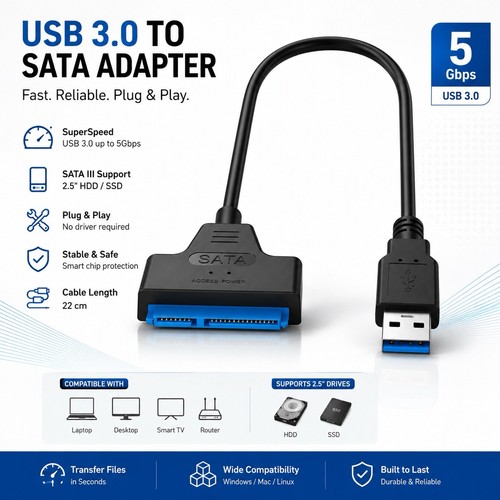 Adaptateur sata vers - vers, usb