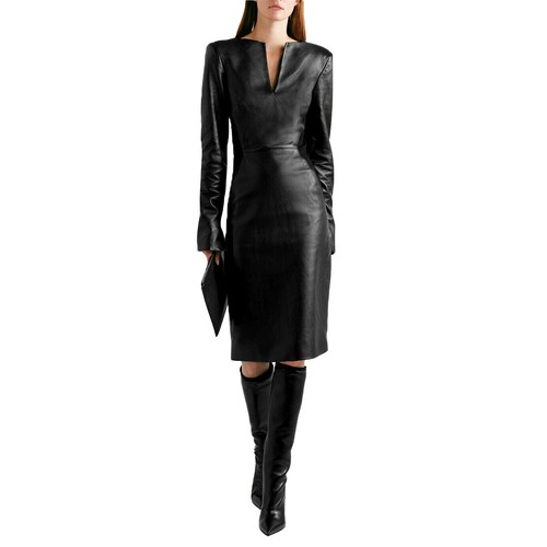 Robe noire cuir véritable - noire,