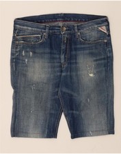 REPLAY Mens Denim Shorts W30 Medium Blue Cotton PB04
