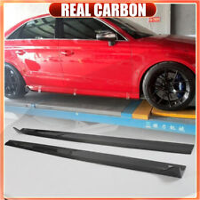 For Audi A3 Sline S3 Sedan 2014-19 REAL Carbon Side Skirts Extension Lip Spoiler