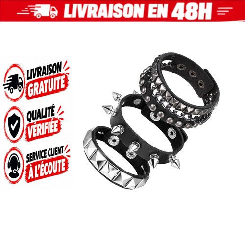 Bracelet clouté punk - clouté, cuir