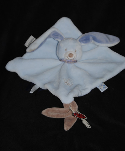 Doudou plat lapin - plat, bleu