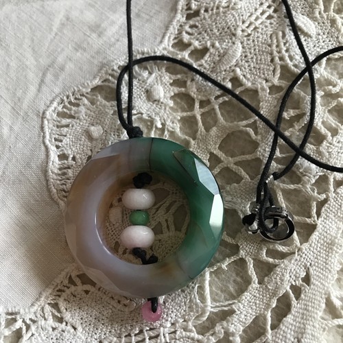 Collier femme disque jade - collier,