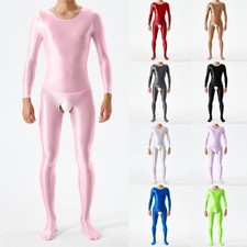 Combinaison homme sans entrejambe à la mode avec finition brillante et manches