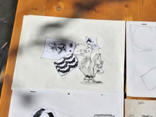 TARDI : dessin, croquis, au crayon/ stylo / aquarelle, original, non-signé