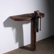 Console Ancien Chêne Fer