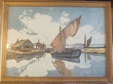 Lucien Peri Collotype Print Fishing Boats Fishermans Hut Corsica Size 63x47cm 