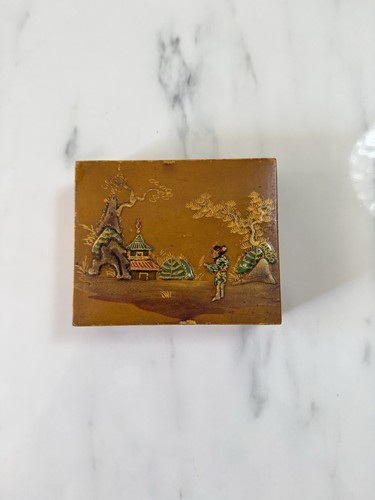 Ancienne boite laque ocre - laque,