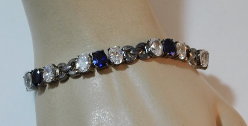 Argent sterling ovale saphir - argent,