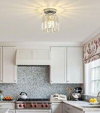 Plafonnier En Cristal Moderne Mini Lustre Rond Argenté E27 Pour Couloir Salon...