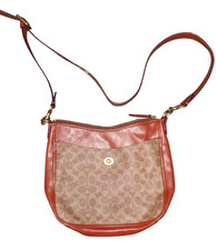 Coach Chaise Coated Canvas Signature Tan Rust Medium Crossbody Bag C8487