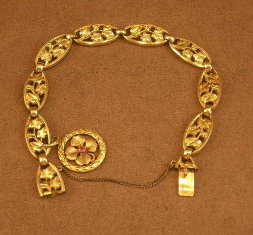 Bracelet ancien plaque oria - ancien, or