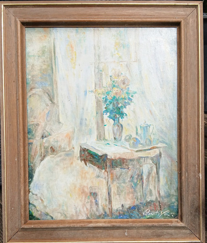 Huile sur toile bouquet de - sur,
