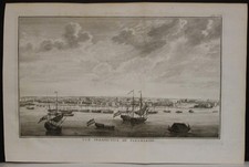 PARAMARIBO SURINAME  1773 BELLIN UNUSUAL ANTIQUE COPPER ENGRAVED CITY VIEW