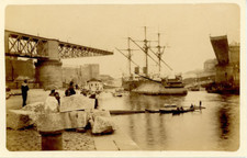 France, Brest, Pont National (Pont Tournant) Vintage Albumen Print.  Tirage al