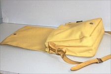 PAQUETAGE Grande Sacoche Vinyle Jaune Garniture Cuir Bandoulière  TBE