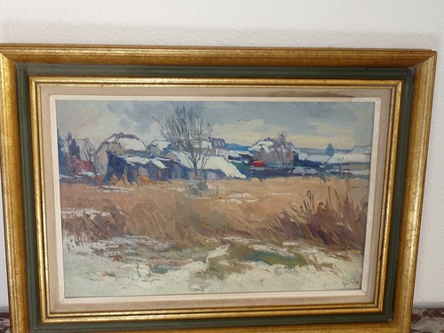 Alsace superbe tableau village - alsace,