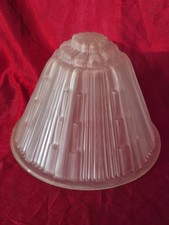 Globe,obus en Verre Pressé-Moulé Art Déco 1930 Skyscraper Lustre,lampe,muller?