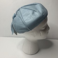 Vintage Clover Lane Blue Leather Calot Hat Women’s One Size