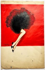 Pierre SIMON - Chesterfield Bas et Lingerie. 1956. AQUARELLE originale, signée