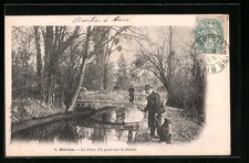 Old postcard Bièvres, Le Parc, Un pont sur la Bièvre 1903 