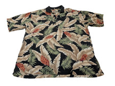 Chemise polo hawaïenne Tori Richard feuillage manches courtes taille L #575 h