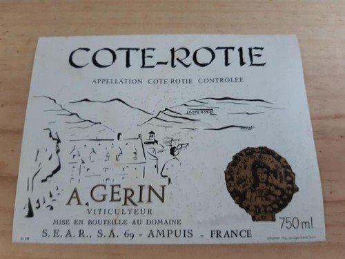 étiquette vin côte rôtie - vin,