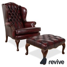 Chesterfield Sessel Cuir Bois
