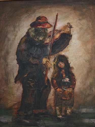 Tableau ancien violoniste - –,