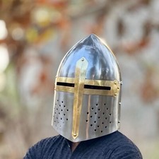 Medieval Sugarloaf Helmet Knight Armor Crusader Ancient LARP Templar - Great