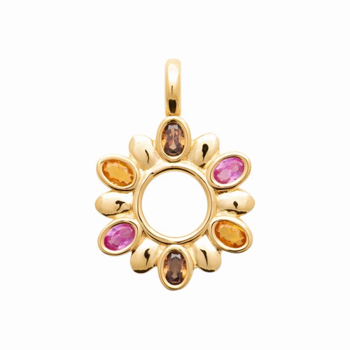 Pendentif forme fleur - , serti