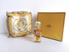 HERMES PERFUME CARRIAGE BOTTLE NEW MINIATURE 7.5 ML SILK CUSHION + VINTAGE BOX