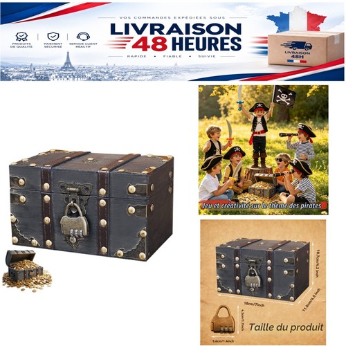 Coffre trésor vintage bois - vintage, en