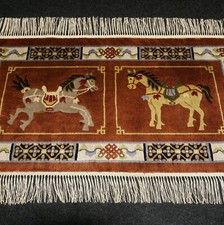 Tapis en Soie Chine 91 X 48 CM Soie Orient Tapis Cheval Motifs Noué à la Main