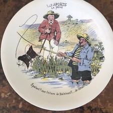 Les Sports Plates Belgium Boch La Louviere Decorative 1920's French -