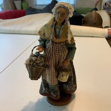 ANTIQUE large santon Marius Chave Aubagne 25 cm woman with dried flowers 