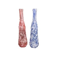 2 Bouteilles Verre De Clichy Bleu Et Rose Soliflore
