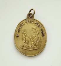 mama-estelle Ancienne Grande Médaille Saint HUBERT Saint ROCH en Métal