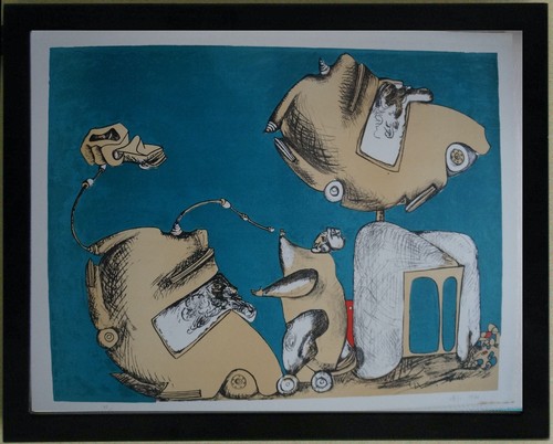 Lithographie composition 1974 - lithographie,