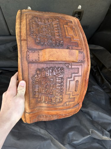 Azteca embossed leather round - azteca,