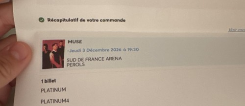 Muse concert billet platinum - muse,