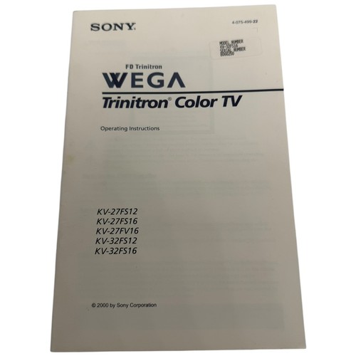 Sony wega trinitron kv27fs12 - trinitron,