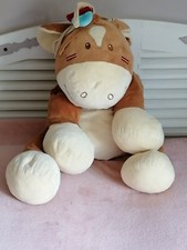 Doudou peluche géante cheval Pinto et Kaya beige marron Noukie's  Excellent état