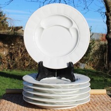 Pillivuyt White Porcelain Snail / Fondue Plates Set of 6
