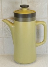 Arrow Stone Apache Gold Japan Stoneware Coffee Pot Dark & Medium Green Bands EC!