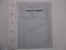 Invoice letter 1882 Thiebaut barber DIJON cutlery trimmer horses sheep